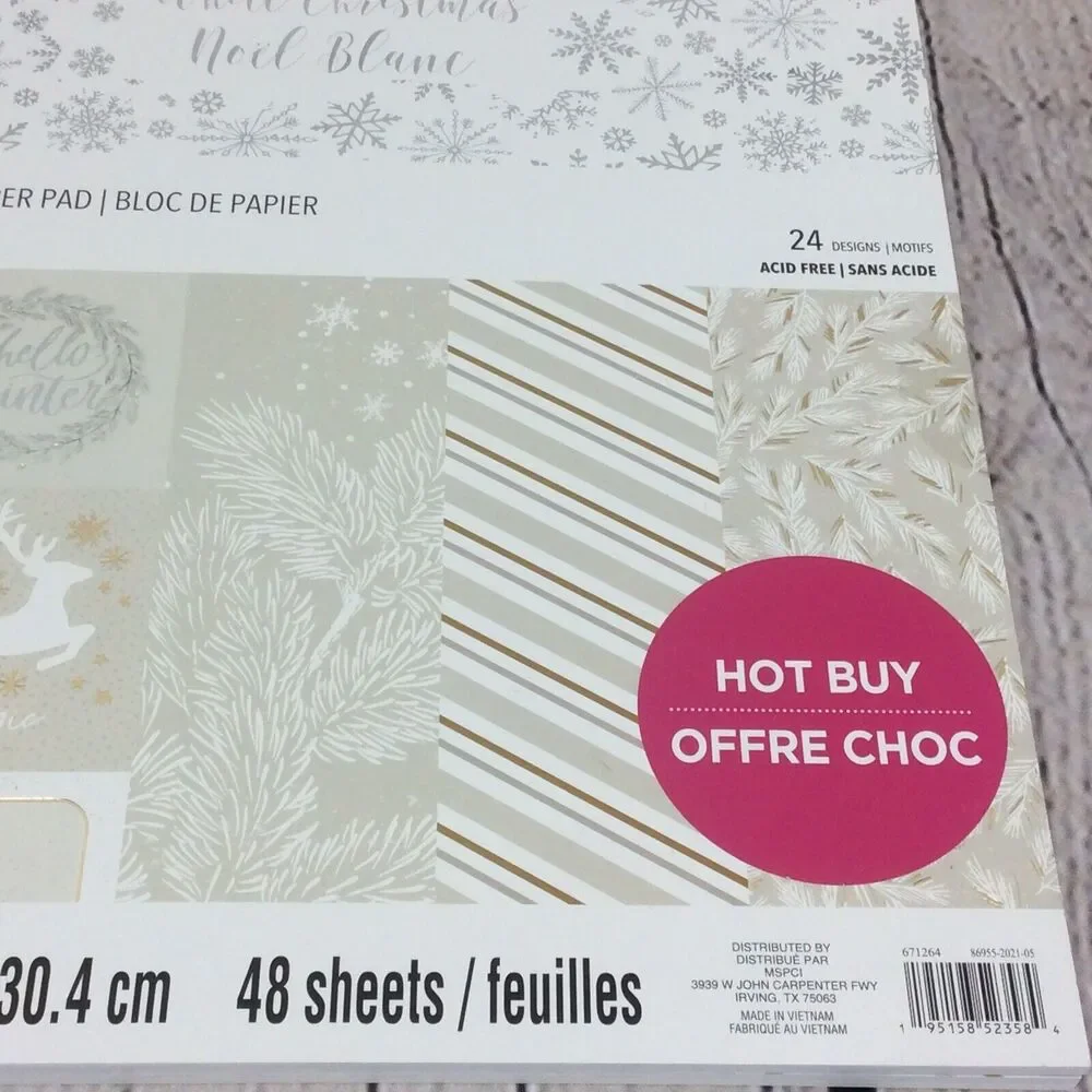 Recollections Scrapbook Paper 12x12 48 Sheets 24 Designs White Christmas Holiday